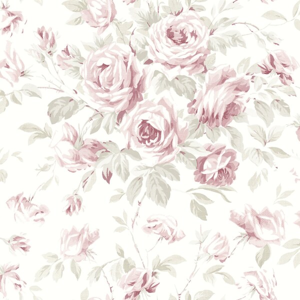 Manhattan Comfort Glendale Manon Pink Rose Stitch 33 ft L X 205 in W Wallpaper BR4072-70024 - main